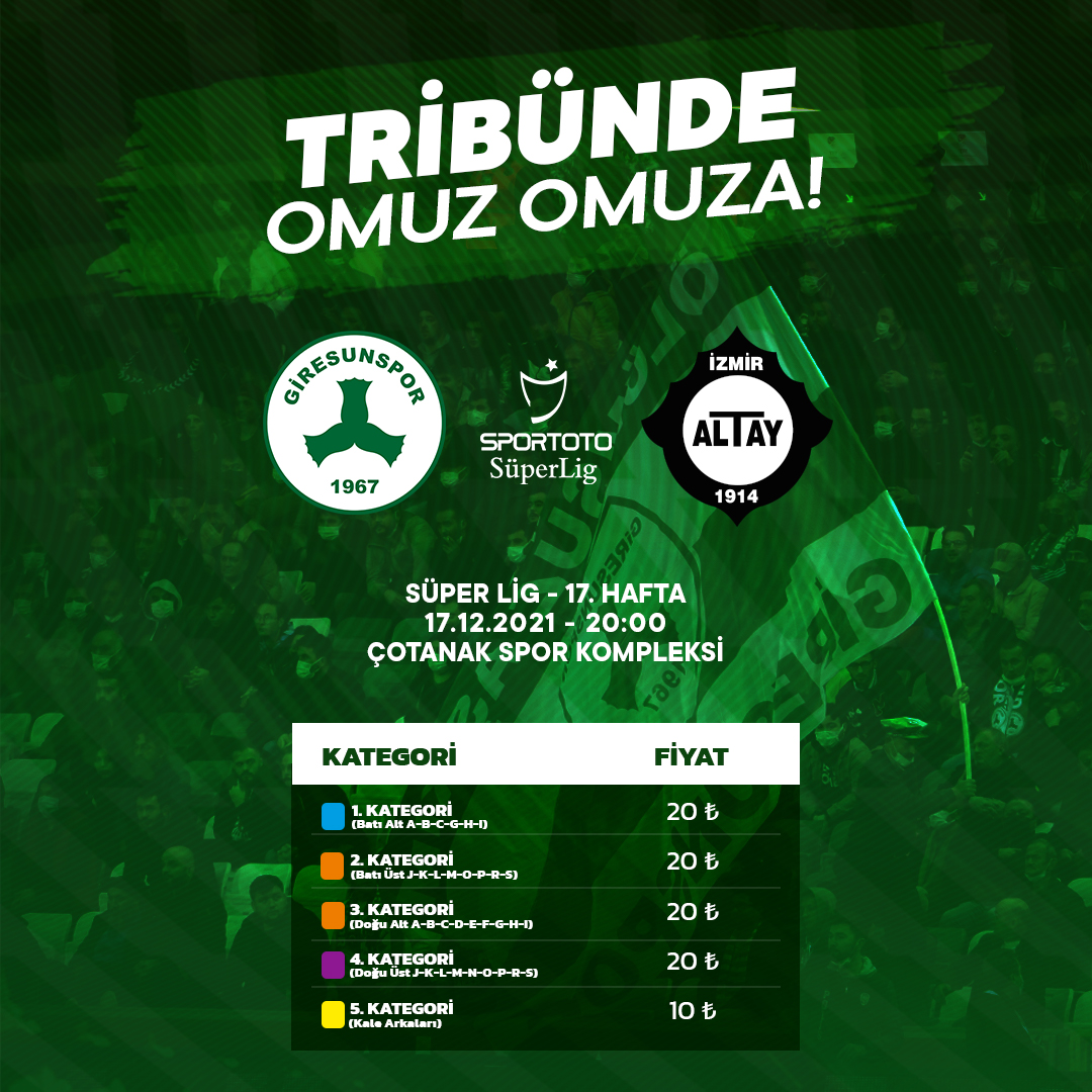 Giresunspor-Altay Maçı bilet Fiyatlarında İndirime Gidildi