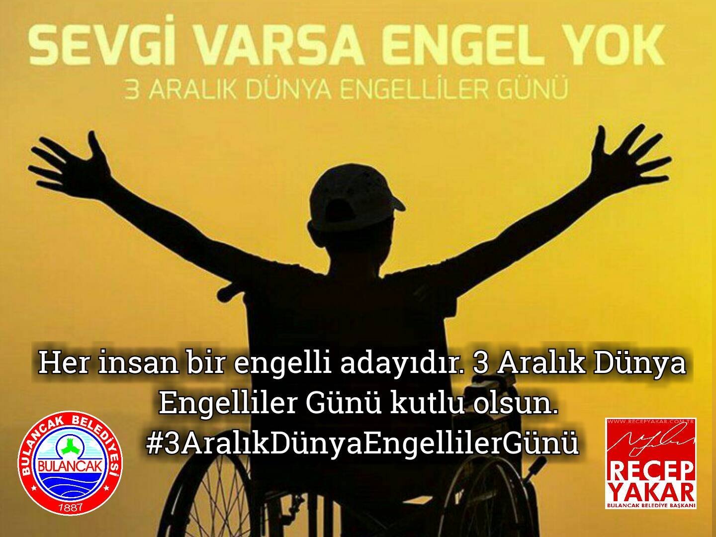 Başkan Recep Yakar’dan 3 Aralık Dünya Engelliler Günü Mesajı