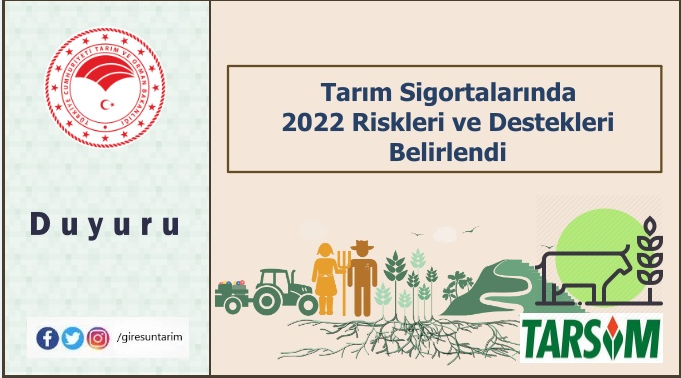 Tarım Sigortalarında 2022 Riskleri ve Destekleri Belirlendi