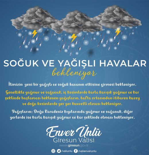 Çığ, Fırtına, Yağmur ve Sağanak Yağışlara Dikkat!