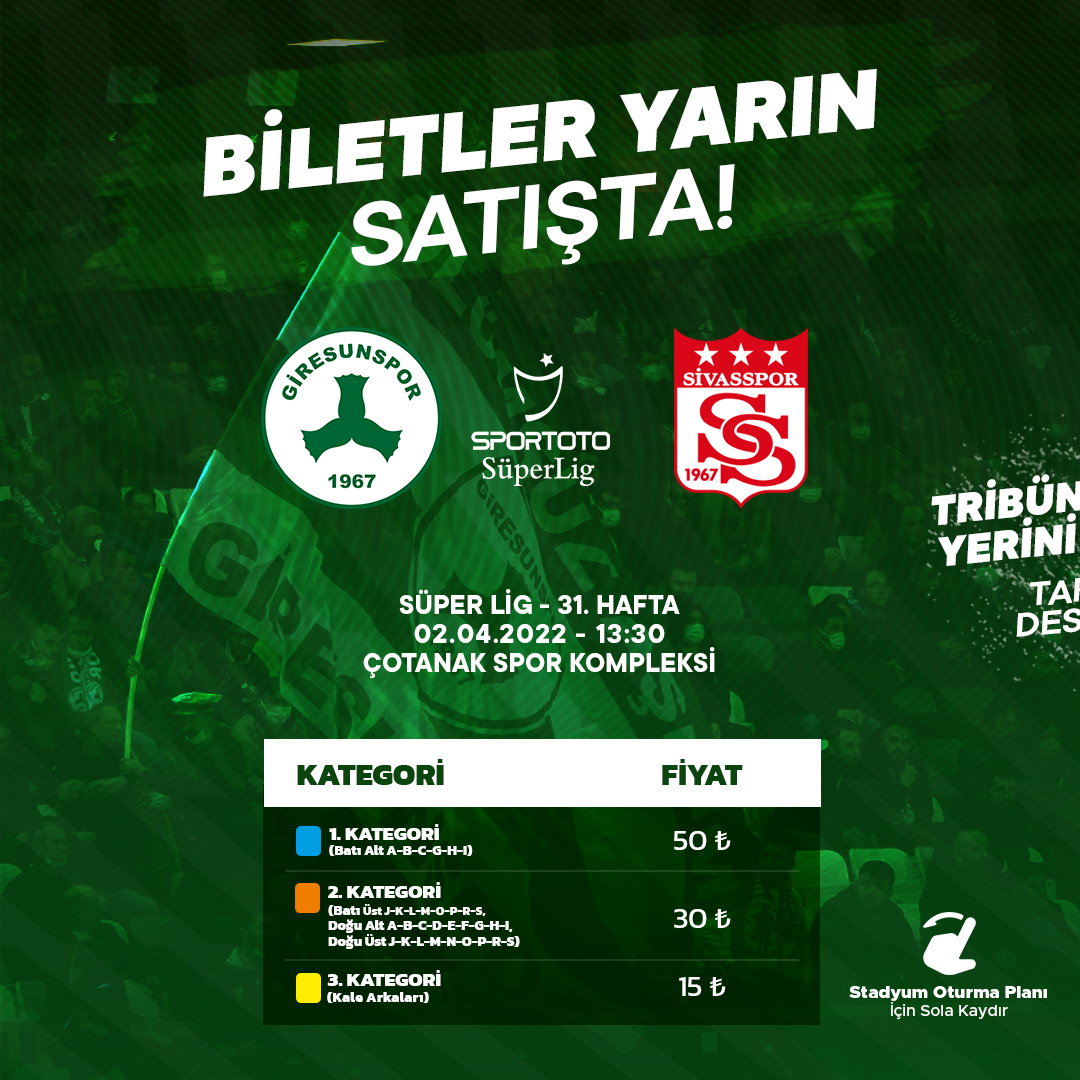 Sivasspor Maçının Biletleri Yarın Satışta