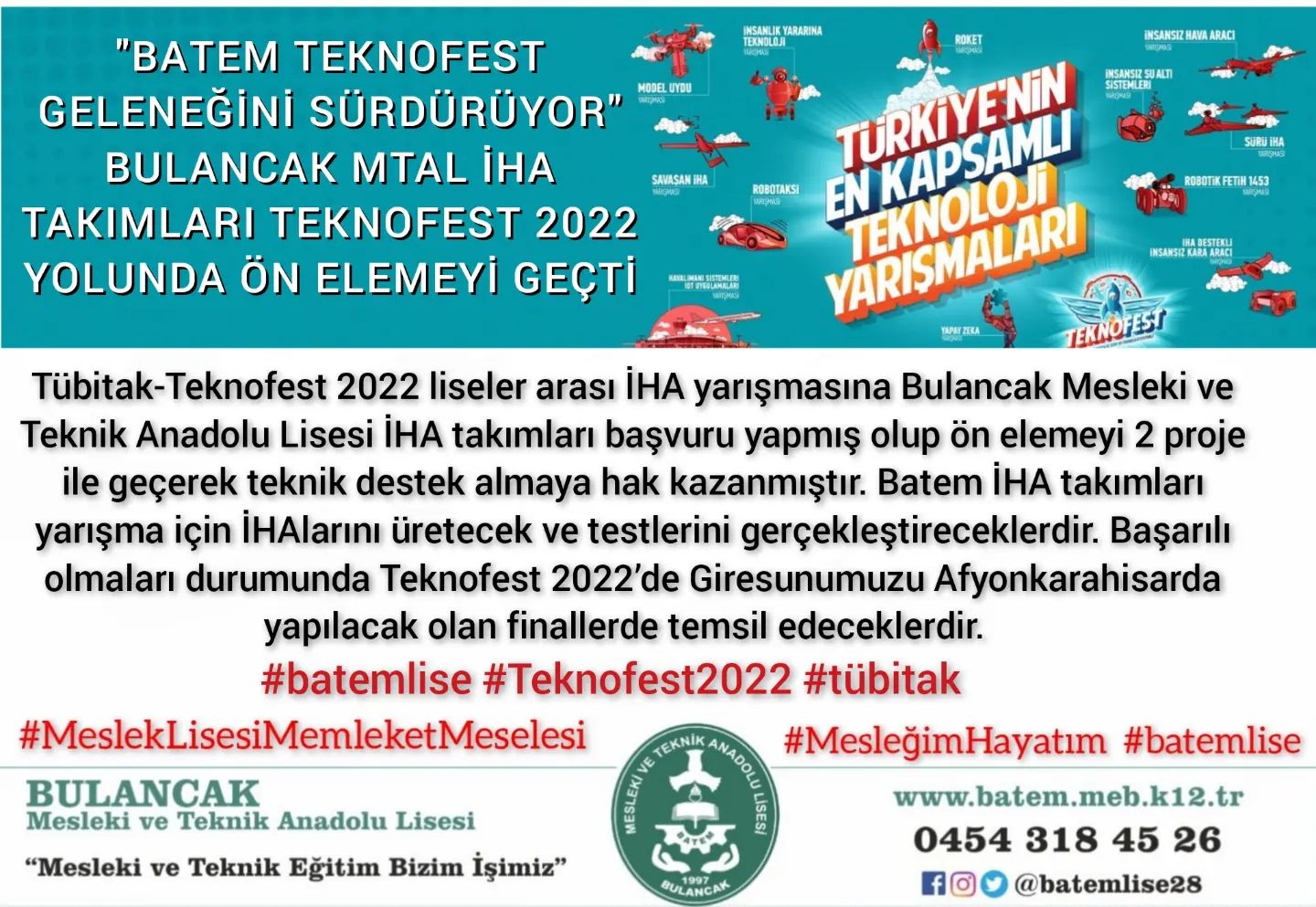 BATEM İHA TAKIMLARI, TEKNOFEST 2022 YOLUNDA ÖN ELEMEYİ GEÇTİ