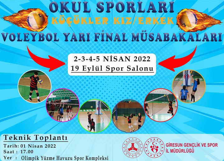 Okullar Arası Küçük Kız-Erkek Voleybol Yarı Final Müsabakaları Giresun’da