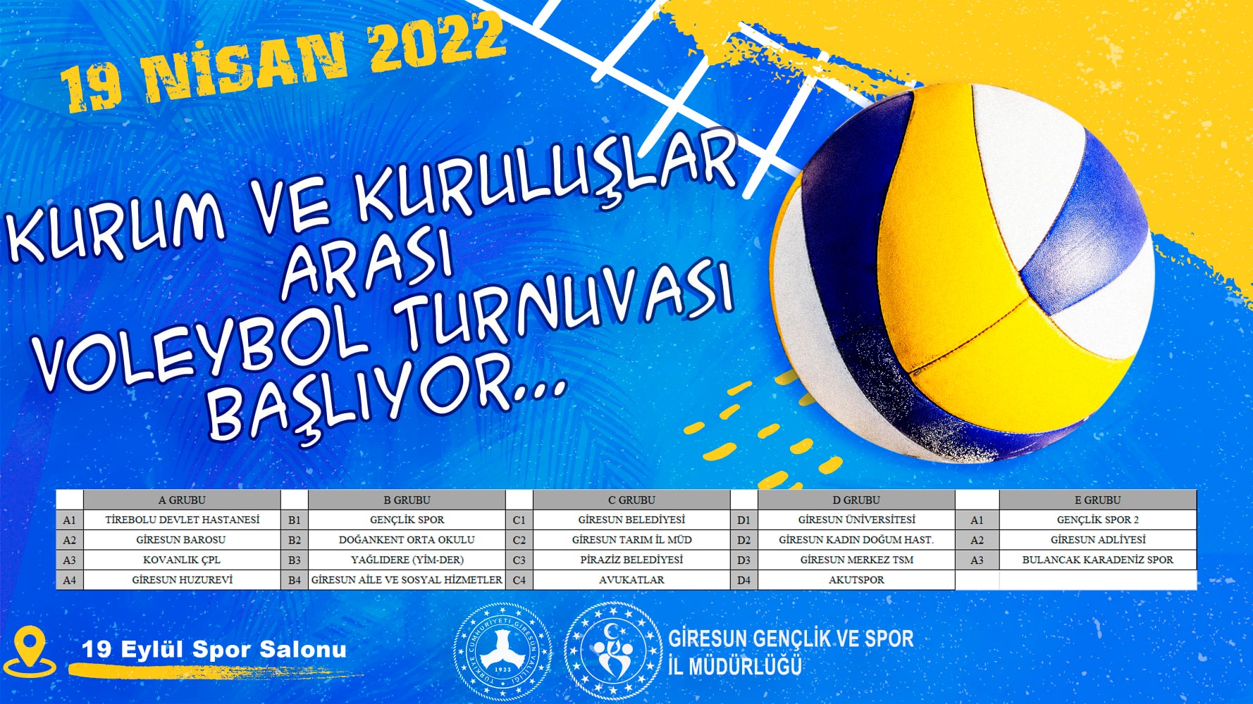 Kamu Kurum ve Kuruluşlar Arası Voleybol Turnuvası Başlıyor