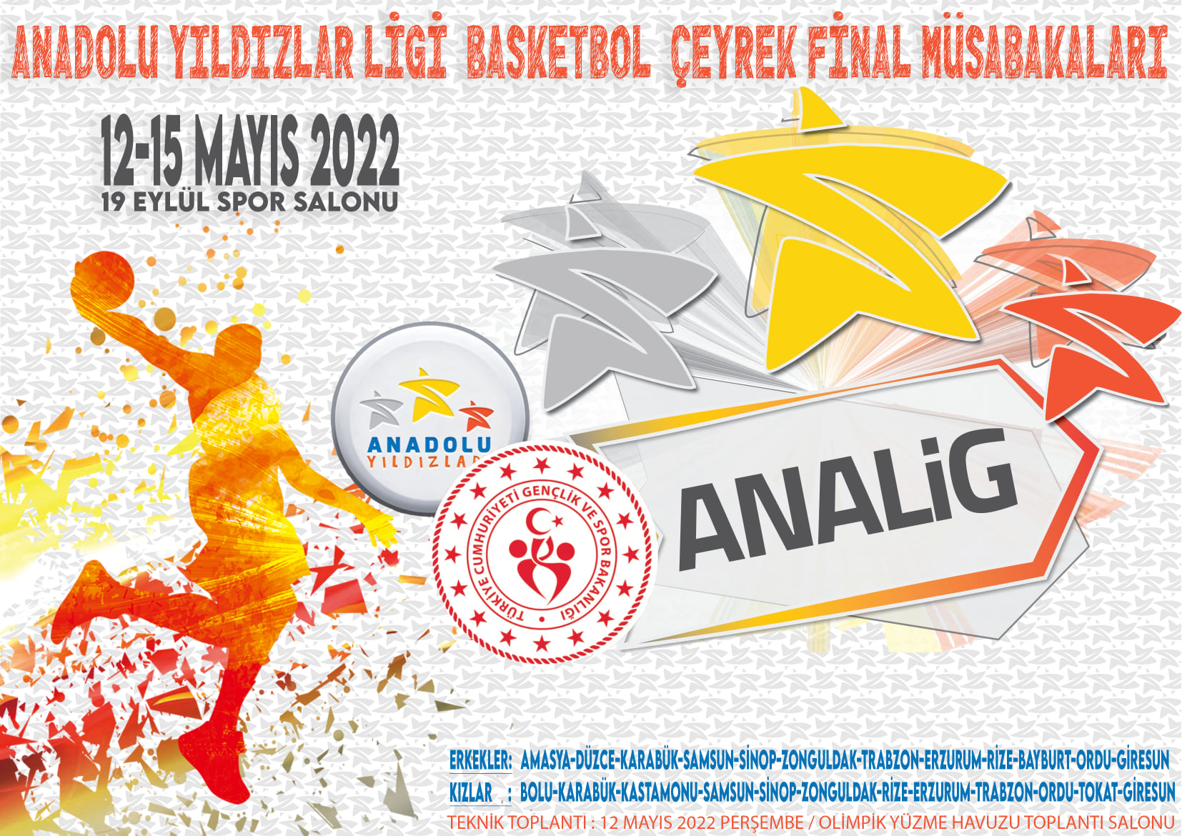 Anadolu Yıldızlar Ligi Basketbol Çeyrek Final Müsabakaları Giresun’da