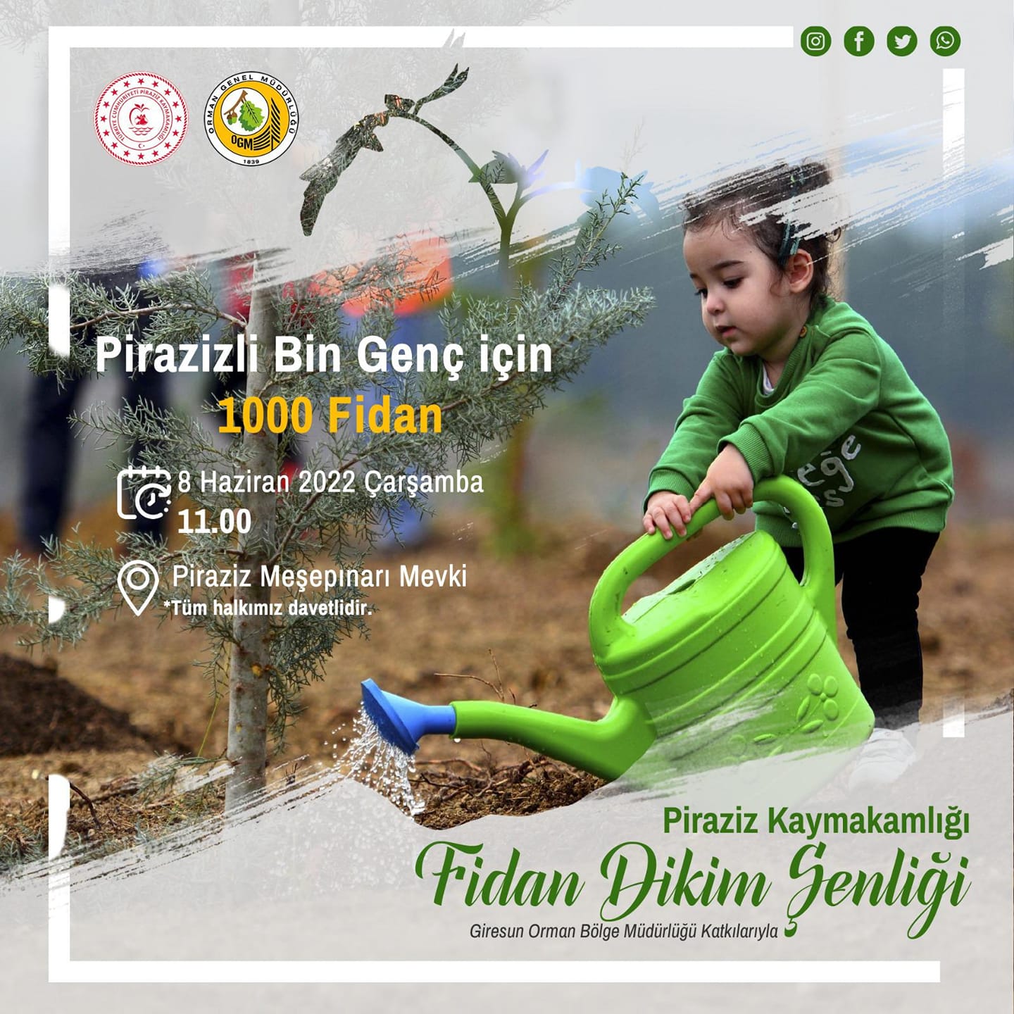 Piraziz Kaymakamlığı’ndan, ‘Pirazizli Bin Genç için 1000 Ağaç’ projesi