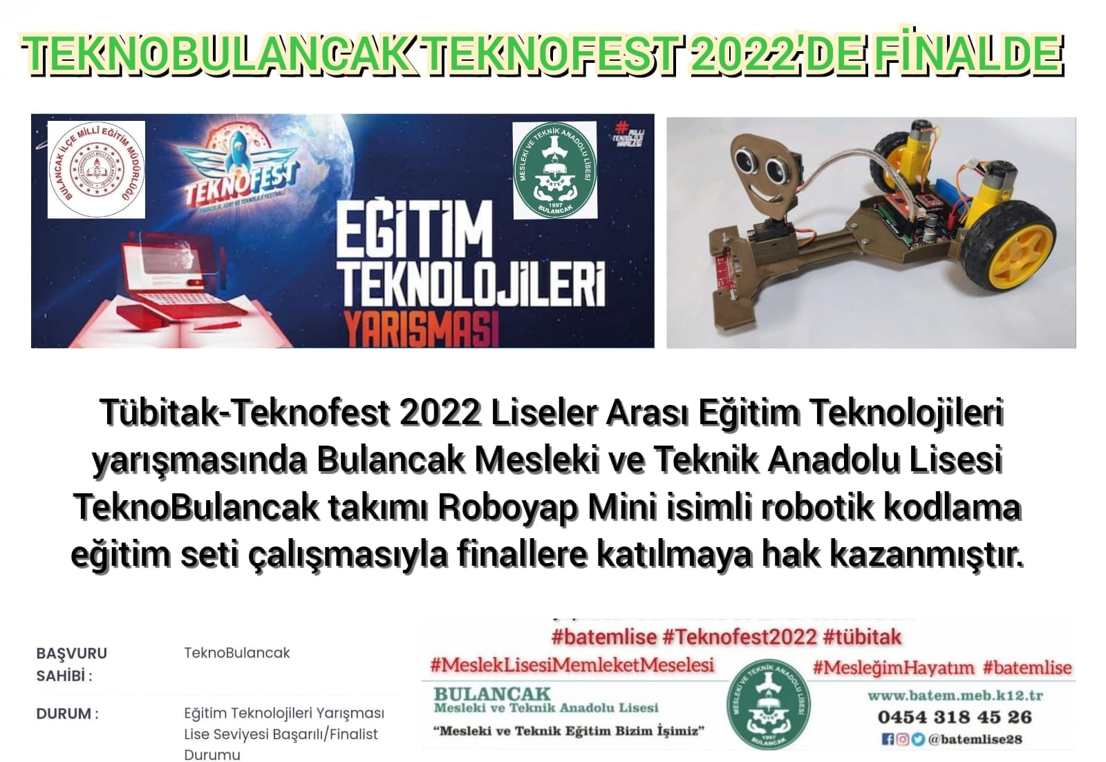 TEKNOBULANCAK TEKNOFEST 2022’DE FiNALDE