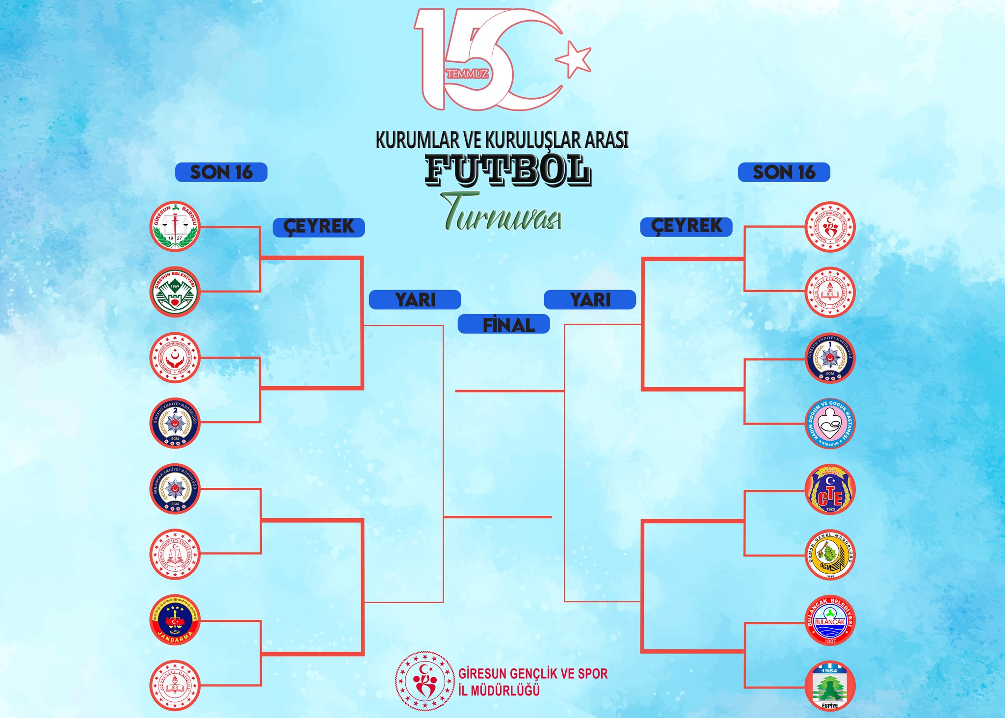 Kamu Kurum ve Kuruluşlar arası Futbol Turnuvası Son 16 Turu Başlıyor