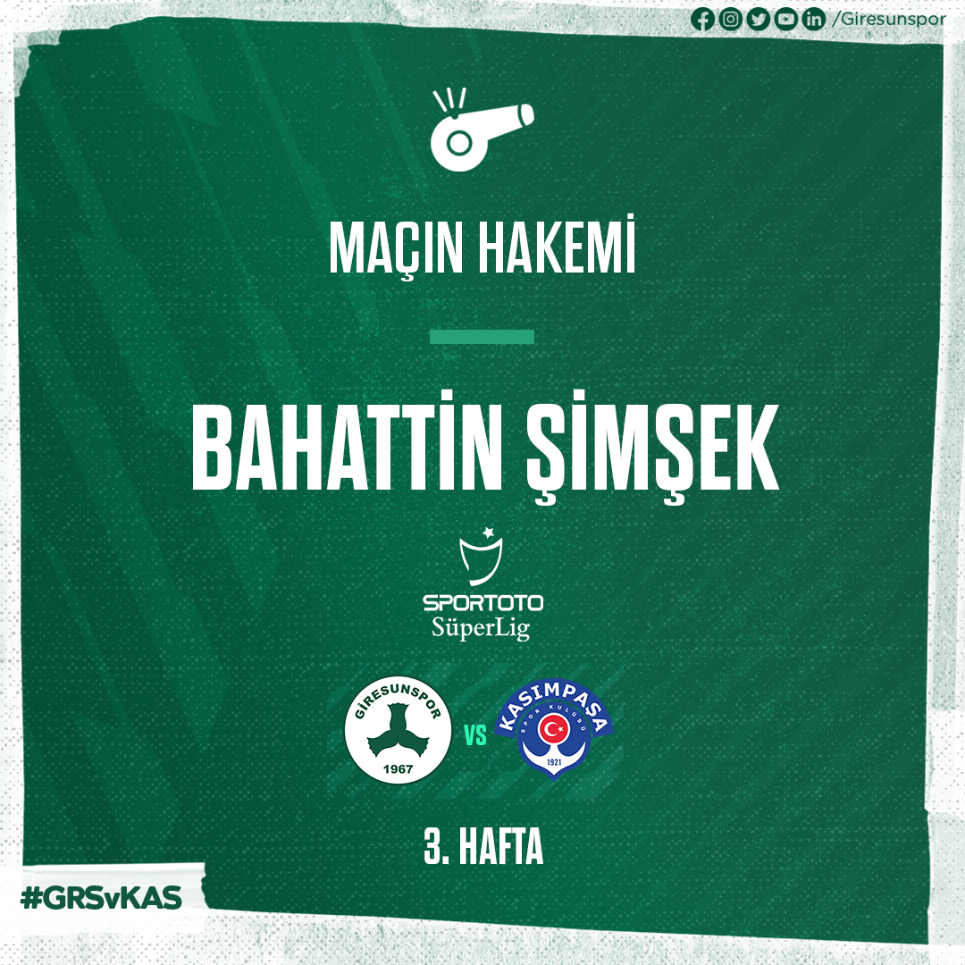 Kasımpaşa Maçını Hakem Şimşek Yönetecek