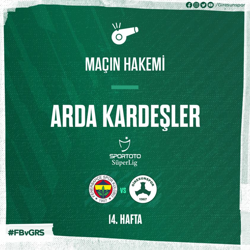 Fenerbahçe Maçını Hakem Kardeşler Yönetecek