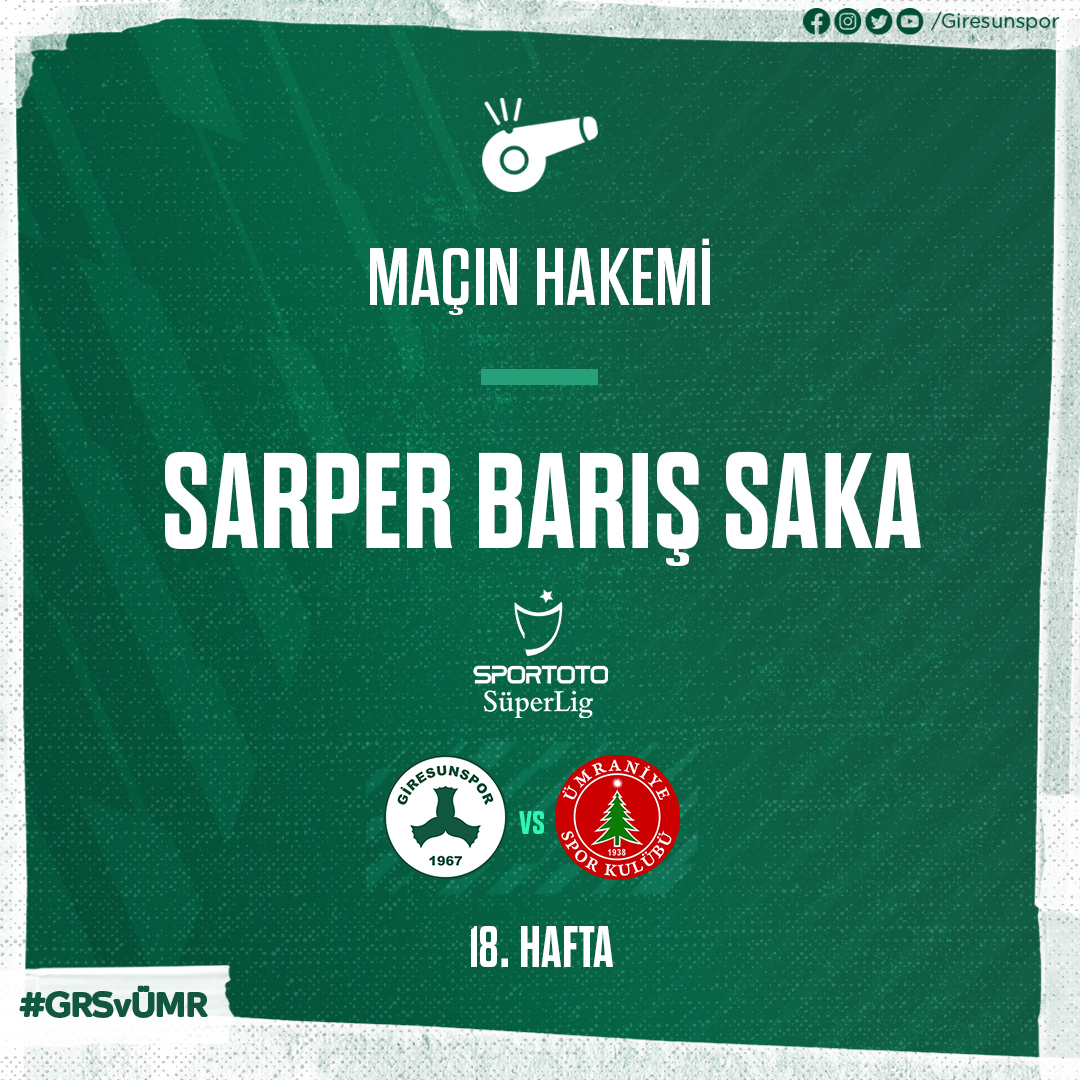 H. Ümraniyespor Maçını Hakem Saka Yönetecek