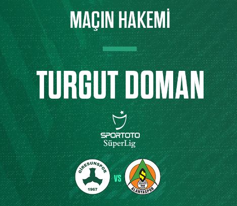 Alanyaspor Maçını Hakem Doman Yönetecek
