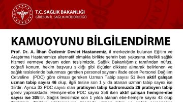 İl Sağlık Müdürlüğü’nden Kamuoyu Bilgilendirmesi