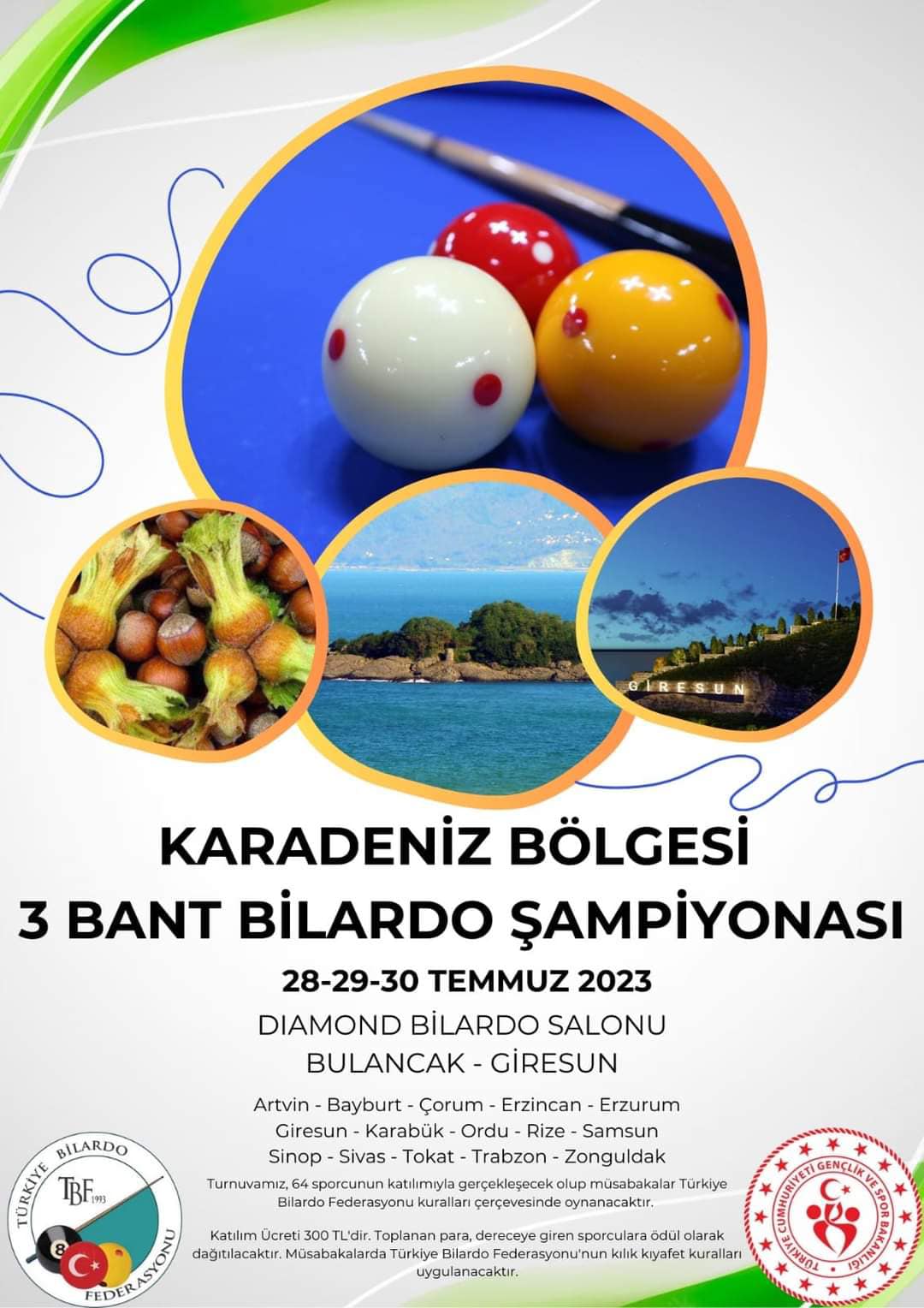 Karadeniz Bölgesi 3 Bant Bilardo Şampiyonası Bulancak’ta Düzenlenecek