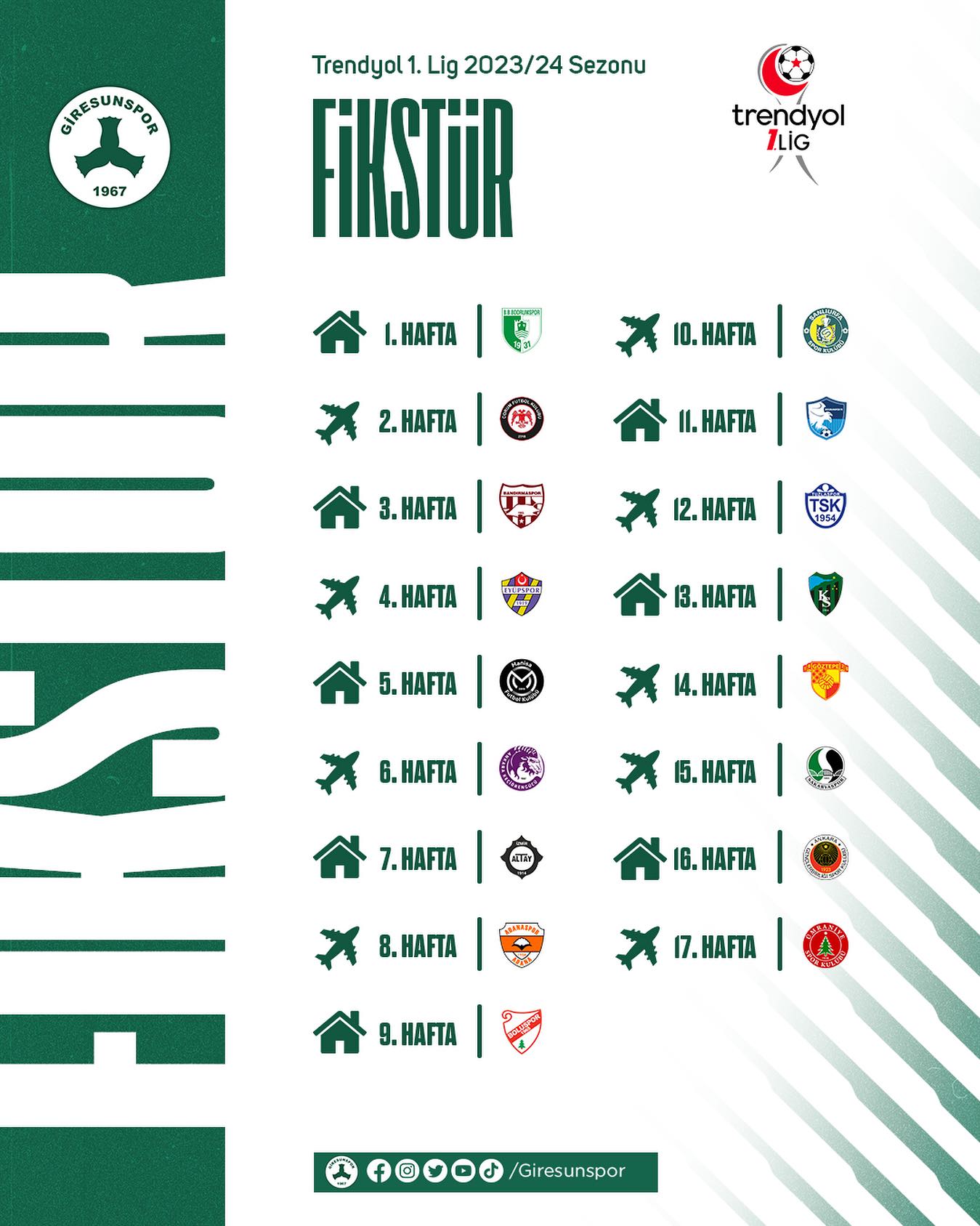 Giresunspor’un Yeni Sezon Fikstürü