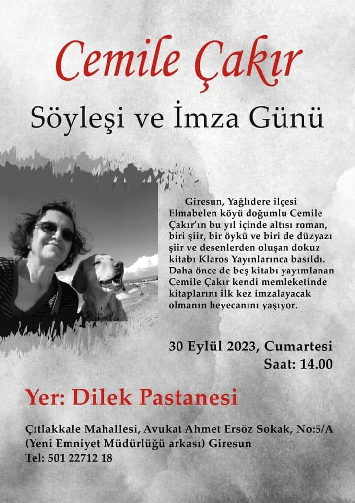 GİRESUNLU YAZAR CEMİLE ÇAKIR’DAN  İMZA VE SÖYLEŞİ ETKİNLİĞİ