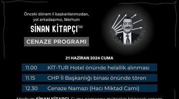 MERHUM SİNAN KİTAPÇI CENAZE TÖRENİ PROGRAMI