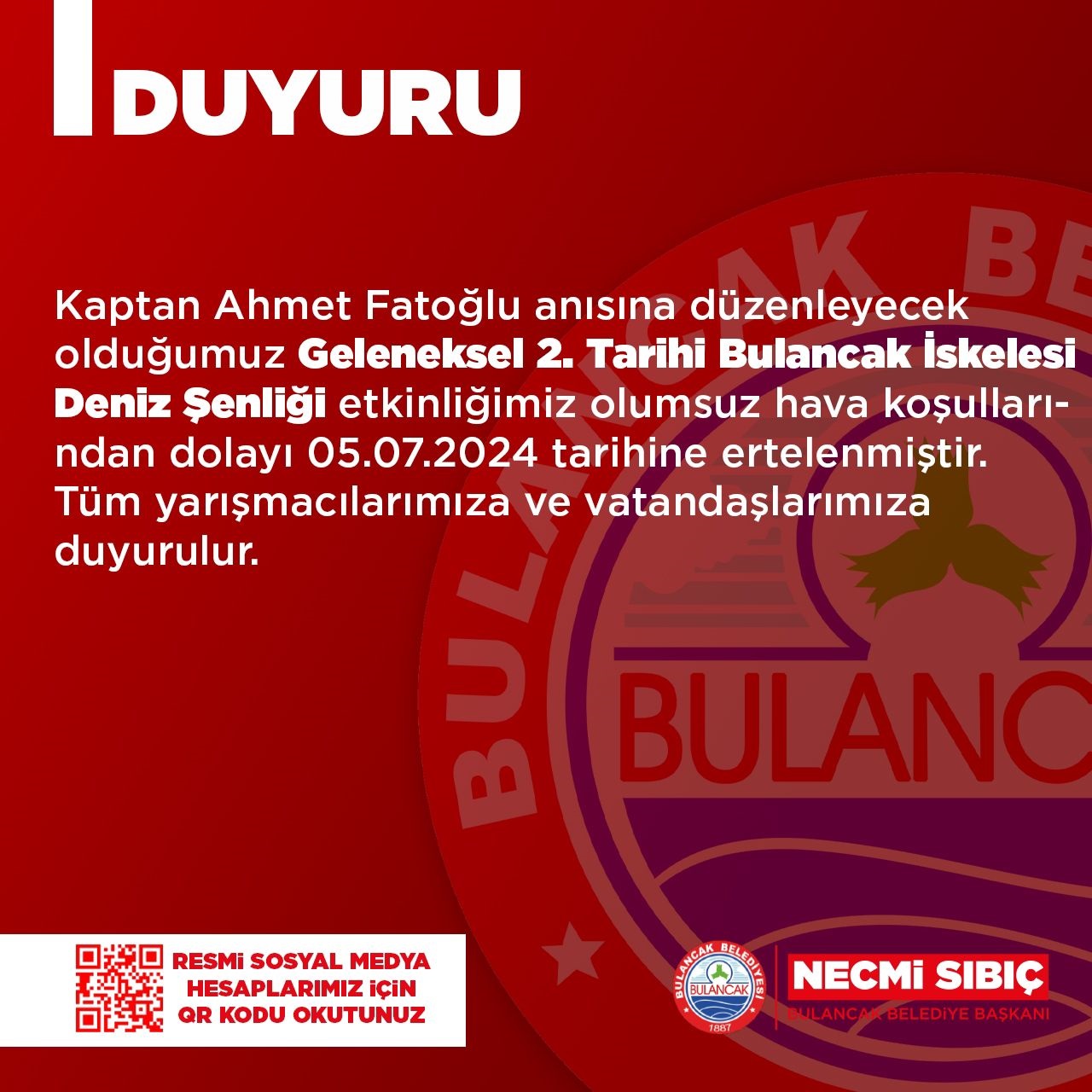 DENİZ ŞENLİĞİ CUMA GÜNÜNE ERTELENDİ