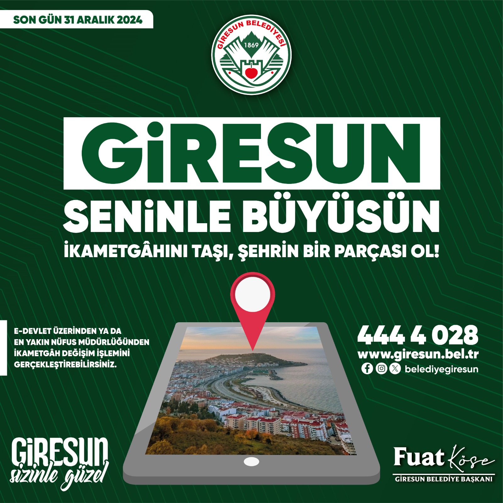 BAŞKAN KÖSE’DEN İKAMETGAH İÇİN SON ÇAĞRI