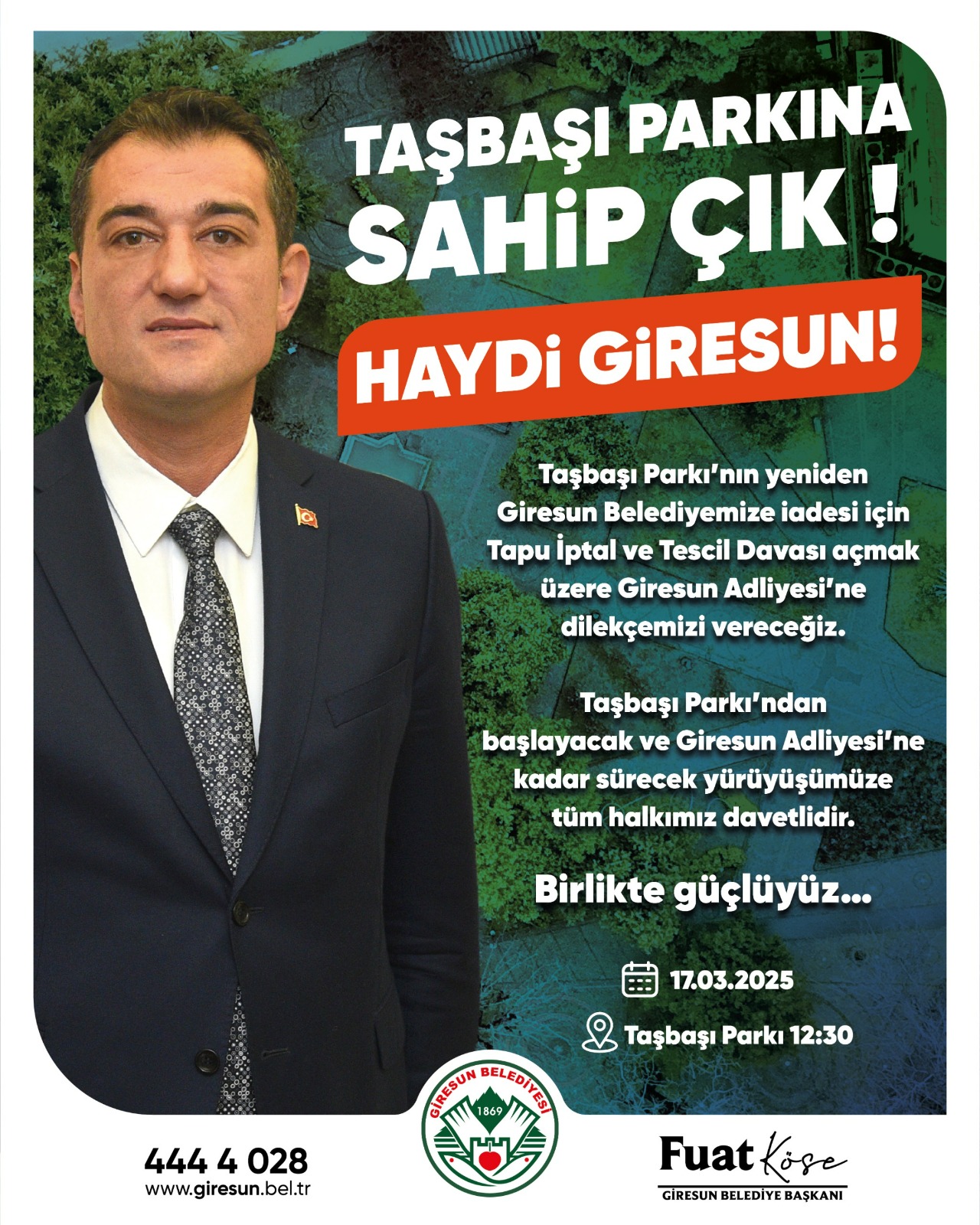 BAŞKAN KÖSE TAŞBAŞI PARKININ YENİDEN BELEDİYEYE DEVRİ İÇİN DAVA DİLEKÇESİNİ PAZARTESİ GÜNÜ ADLİYEYE VERECEK