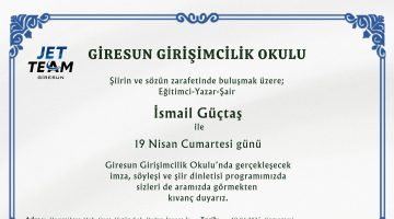 GİRESUN GİRİŞİMCİLİK OKULU’NDAN EDEBİYAT DOSTLARINA DAVET