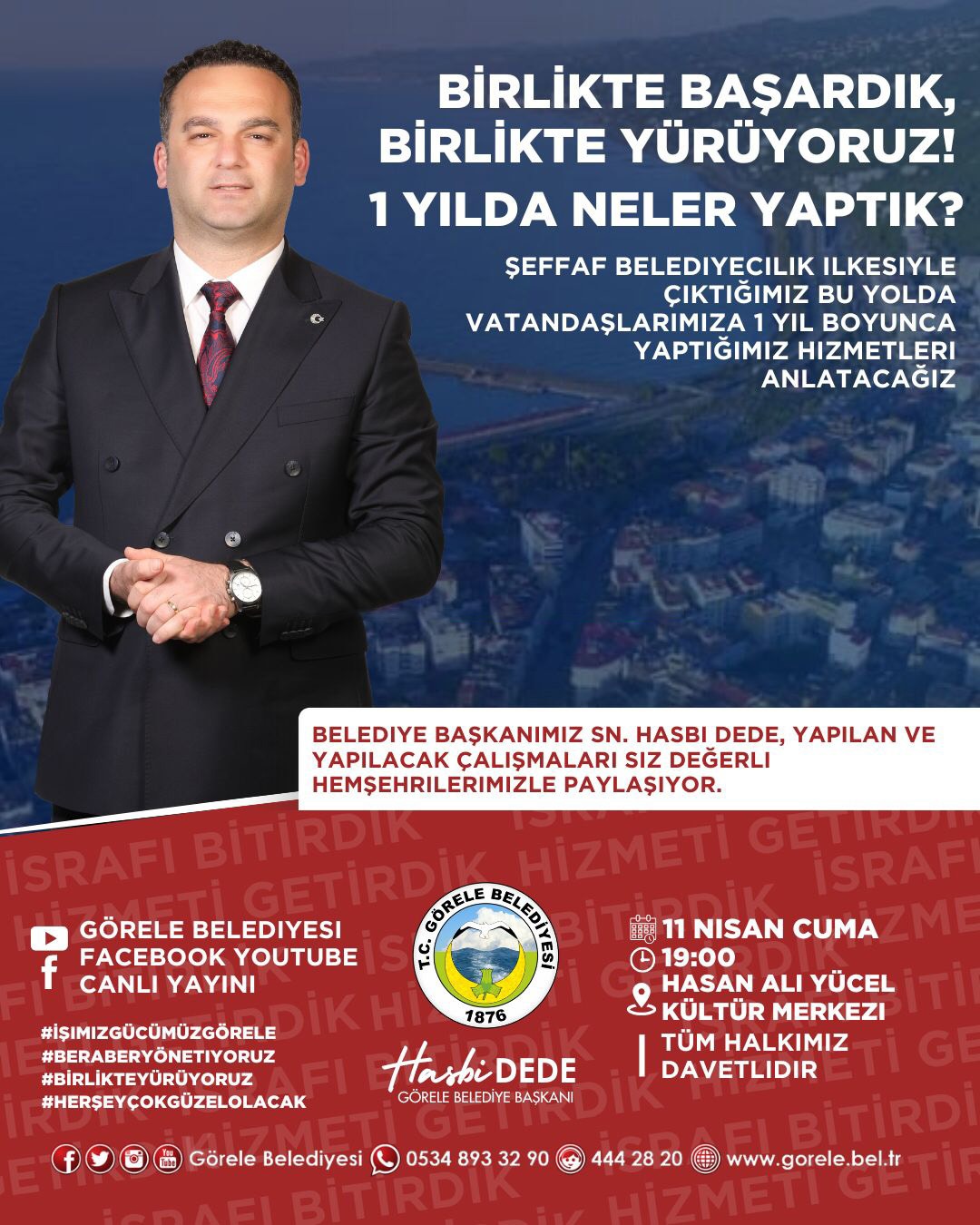 GÖRELE BELEDİYE BAŞKAN’ı HASBİ DEDE “İŞİMİZ GÜCÜMÜZ GÖRELE: HİZMET YILIMIZIN ÖZETİNİ PAYLAŞIYORUZ!”