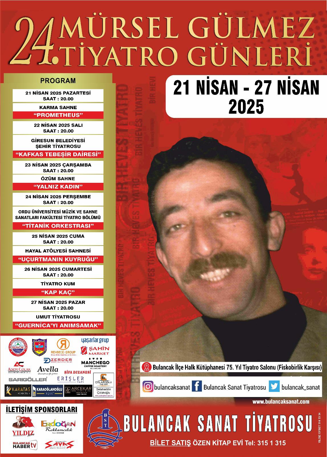 24. MÜRSEL GÜLMEZ TİYATRO GÜNLERİ BAŞLIYOR