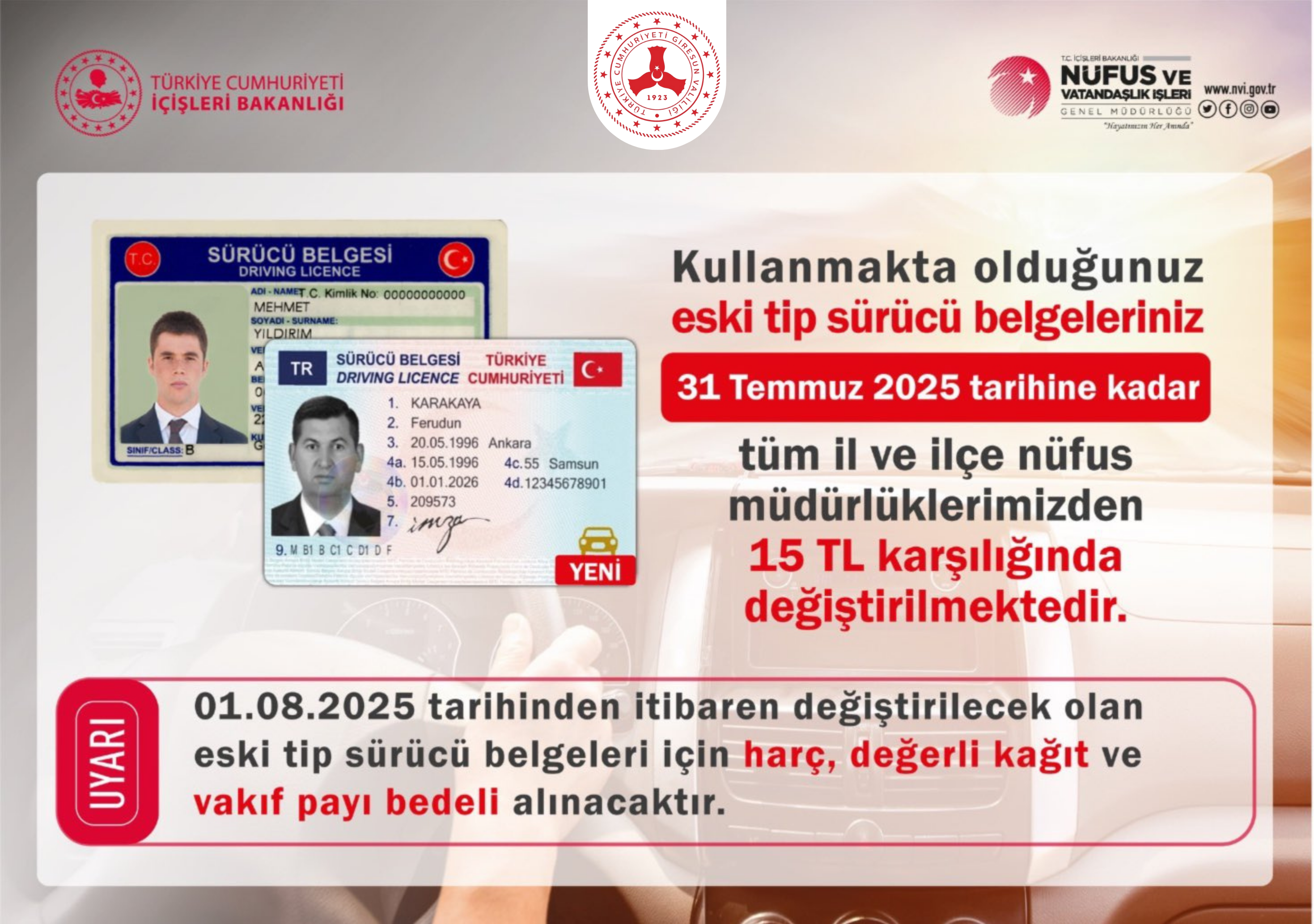 DİKKAT: ESKİ TİP SÜRÜCÜ BELGELERİ İÇİN SON TARİH YAKLAŞIYOR!