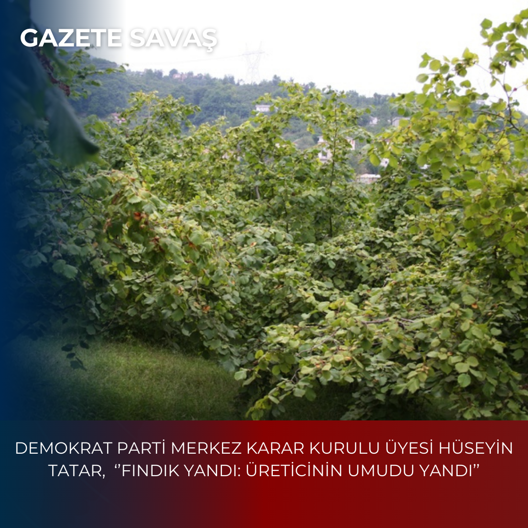 DEMOKRAT PARTİ MERKEZ KARAR KURULU ÜYESİ HÜSEYİN TATAR,  ‘’FINDIK YANDI: ÜRETİCİNİN UMUDU YANDI’’