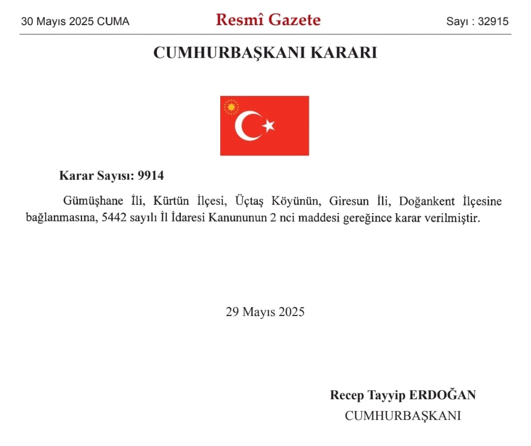 ÜÇTAŞ KÖYÜ ARTIK GİRESUN’un BİR PARÇASI!