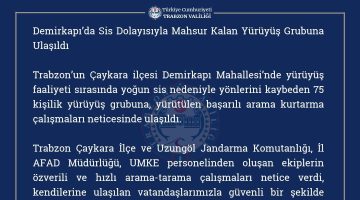 DEMİRKAPI’da YOĞUN SİS NEDENİYLE MAHSUR KALAN YÜRÜYÜŞ GRUBU KURTARILDI