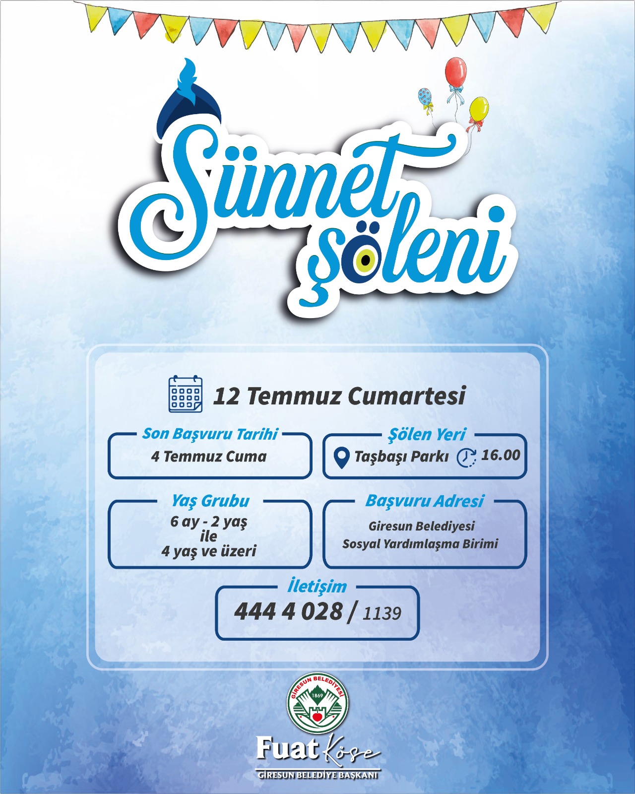 BELEDİYE’nin DÜZENLEYECEĞİ SÜNNET ŞÖLENİ İÇİN KAYITLAR BAŞLADI