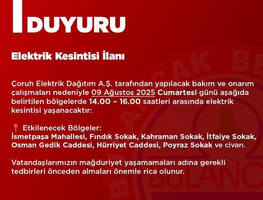 BULANCAK BELEDİYESİ’NDEN DUYURU