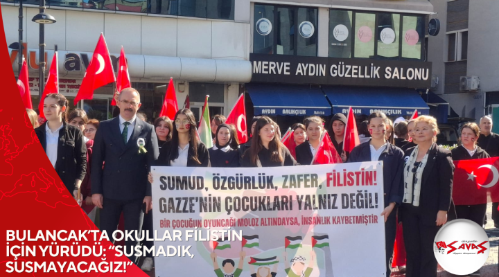 BULANCAK’TA OKULLAR FİLİSTİN İÇİN YÜRÜDÜ: “SUSMADIK, SUSMAYACAĞIZ!”